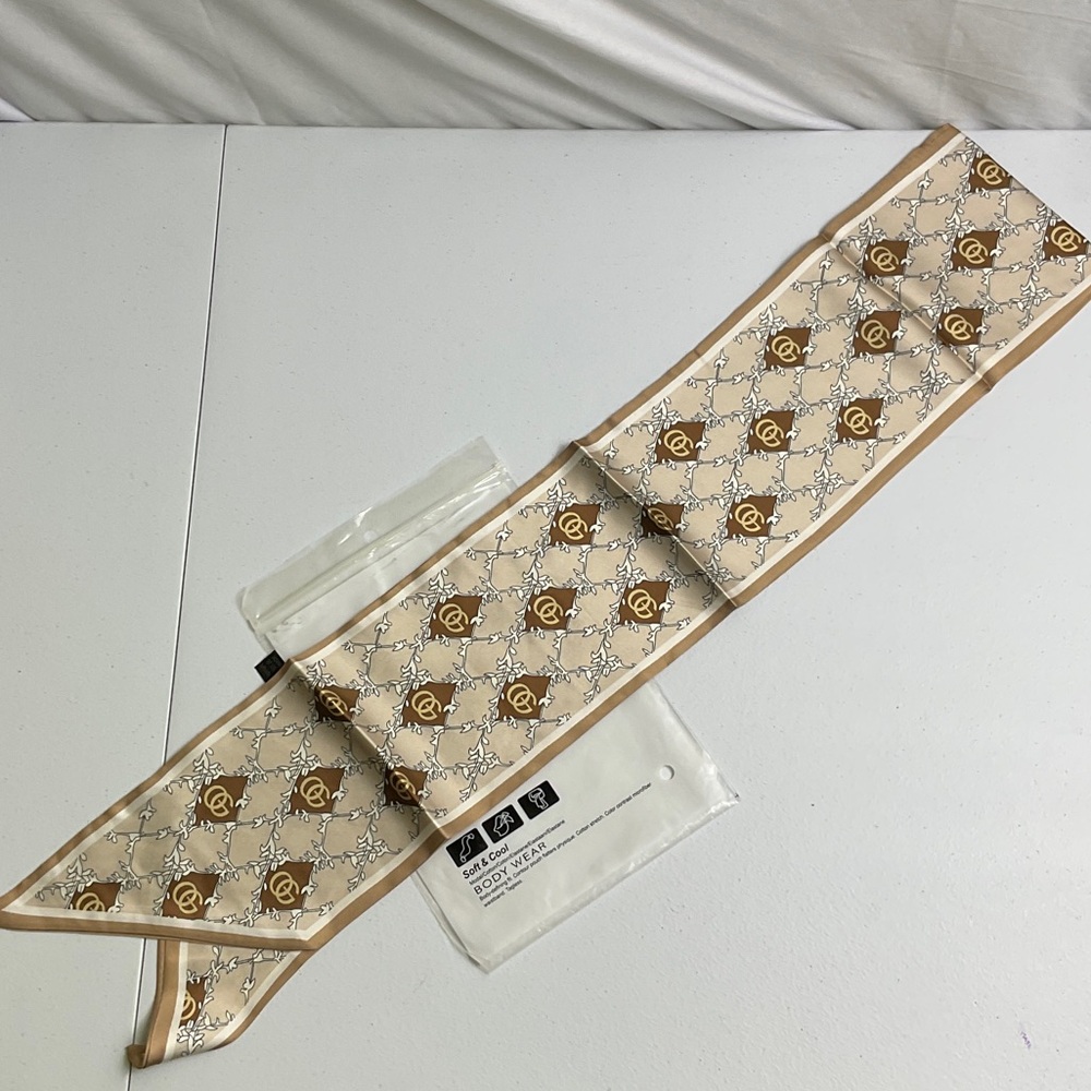 Chic Beige and Brown Patterned Scarf